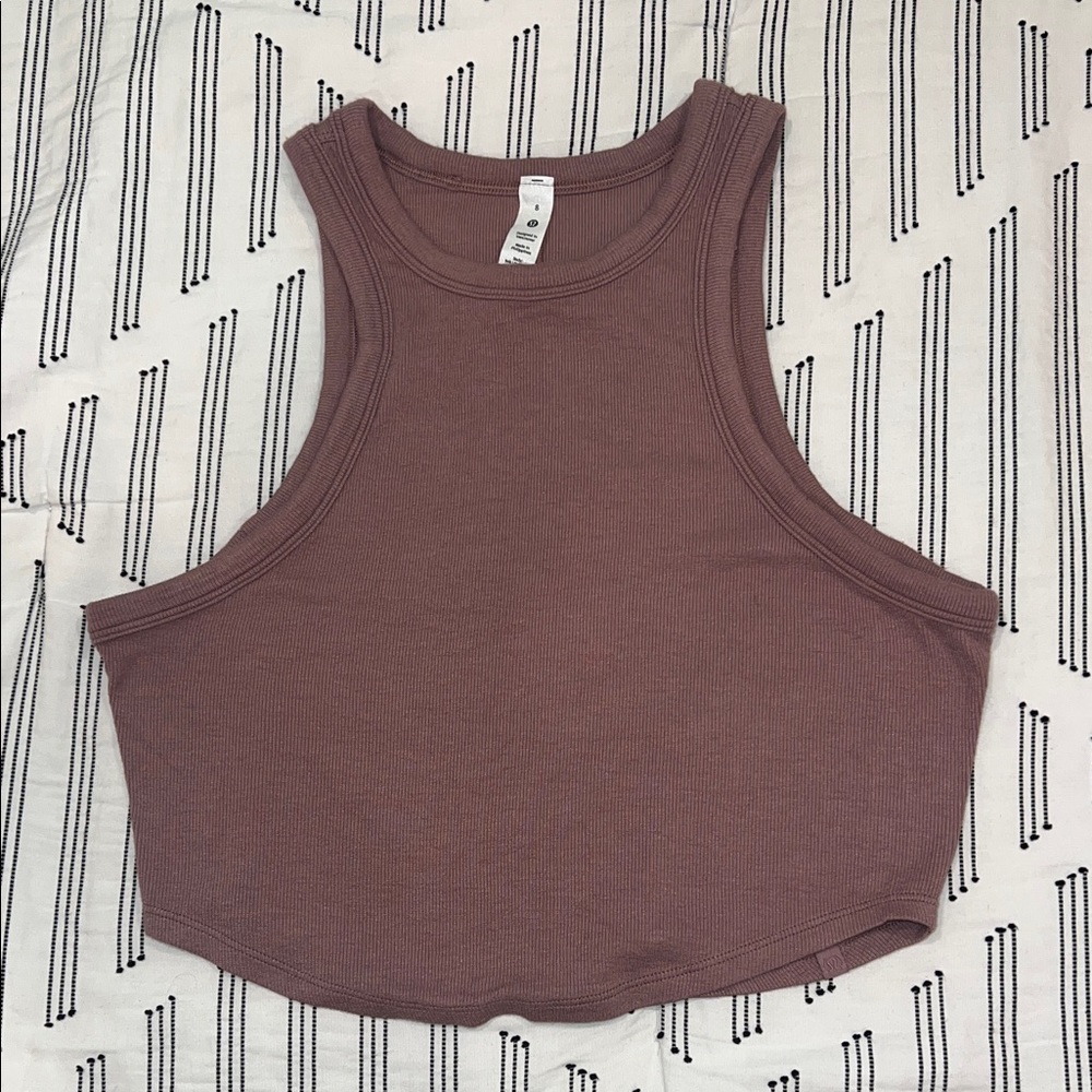 Lululemon Ribbed Mauve Crop Racerback Tank Too